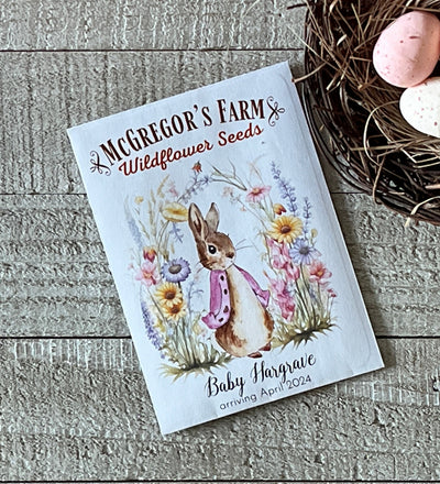 Pink Vintage Bunny Baby Seed Packets